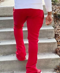 OEM Custom logo Streetwear Flare Men Flared <b>Jogger</b> <b>Stacked</b> Sweat Pants - Product Image 3