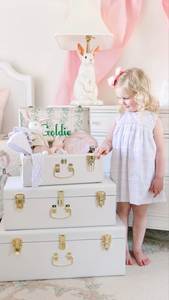 Luxury Modern Metal Clothing Organizer <b>Storage</b> Trunk with Lockable Feature <b>Stackable</b> Home Blanket Wardrobe Chest Gold Hardware - Product Image 2