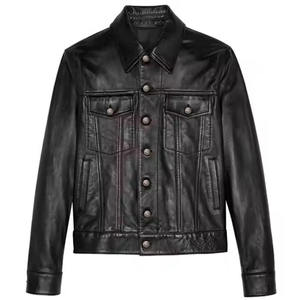 Veste en cuir véritable pour homme de qualité supérieure, veste bomber d'hiver, moto, 100% cuir de mouton, fourrure, veste en cuir pour homme - Product Image 6