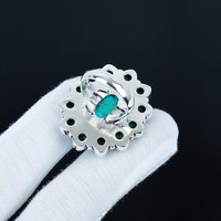 Elegante Anillo de Piedra Preciosa Turquesa Hecho a Mano en Plata de Ley 925 de Primera Calidad, Estilo Vintage, Chapado en Rodio, Corte Ovalado, Unisex