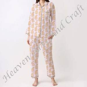 Conjunto de Pijamas de Algodón 100% para Mujer, Ropa de Dormir Suave para el Hogar, Conjunto de Pijamas de Primavera/Verano con Estampado Floral/Personajes/Letras/Estampado/Vacaciones/Árbol PJ032 - Product Image 5