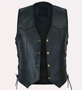 Chaleco de Motocicleta Casual Impermeable de Lona Negra Personalizado para Hombre con Cordones Laterales, Cierre de Cremallera, Calidad Premium, Hecho en Pakistán, OEM - Product Image 4