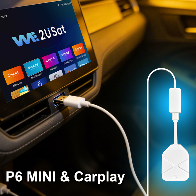 P6 Mini Android TV Dongle 4GB 64GB Quad Core 6K Video CarPlay BT5.0 Wifi6 100M Android 14.0 Mini TV Stick for Car Entertainment