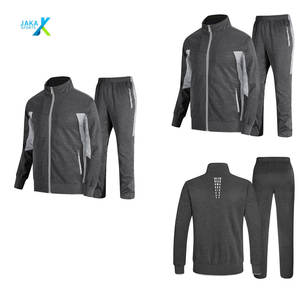 ชุดวอร์มลำลองสำหรับผู้ชาย ชุดกีฬาสองชิ้น ซิปเต็มตัว ป้องกันแบคทีเรีย ผลิตจากโพลีเอสเตอร์ 100% เหมาะสำหรับวิ่งออกกำลังกายและสวมใส่เพื่อความอบอุ่น - Product Image 1