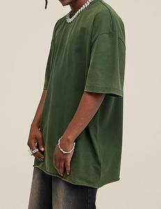 OEM personalizado cuello redondo gota hombro Streetwear de gran tamaño pesado de algodón ácido Vintage lavado Camiseta para los hombres - Product Image 1