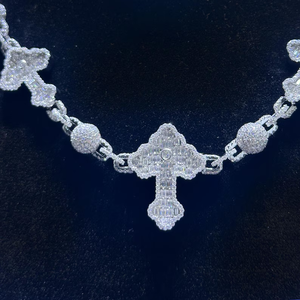 Iced Out Custom Cross 925 Silver <b>Necklace</b> Moissanite Diamond Cuban Link Hip Hop Luxury <b>Statement</b> <b>Necklace</b> For Unisex Party Wear - Product Image 2