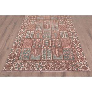Vintage Large Rug, 4.7x9.8 ft Turkish Rug, <b>Brown</b> Polka dot <b>Wool</b> Rug - Product Image 2