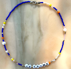 Personalised Multicoloured <b>Beaded</b> <b>Necklace</b>, Stainless Steel, Fringe <b>Beaded</b> Bandana - Product Image 2