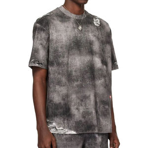OEM New Arrival acid Washed Distressed T-shirt Men Crew Neck Oversized 100% Cotton High Quality Vintage <b>Tie</b> Dye T-shirt for men - Product Image 2
