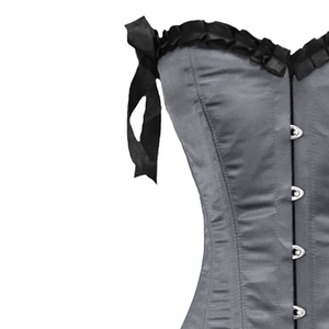 COSH CORSET Nouveau design Corset en satin désossé en acier avec volant et nœuds Corset d'entraînement à la taille robuste - Product Image 4