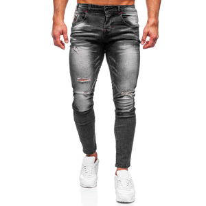 Pantalon en jean denim pour hommes à la mode avec logo personnalisé en feutre de lupin/pantalon en jean denim pour hommes de couleur unie avec design de logo personnalisé - Product Image 2