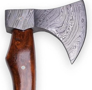 ขวานเหล็กดามัสกัสทำด้วยมือและขวานตั้งแคมป์ทำจากไม้ - Product Image 6
