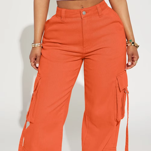 Custom European Fashion <b>Women's</b> Mid <b>Waist</b> Cargo <b>Jeans</b> Plus Size Casual Pants Winter Waterproof Breathable - Product Image 3