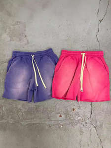 Pantalones cortos deportivos de algodón para hombre con estampado de logotipo personalizado, pantalones cortos de chándal con estampado de lavado ácido Vintage para hombre - Product Image 6