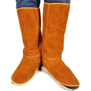 Cubierta personalizable al por mayor del zapato de la soldadura del cuero del color/tamaño llama resistente al calor anticorte protector del soldador a prueba de radiación - Product Image 5