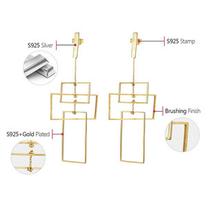 Orecchini Pendenti in Argento Sterling 925 con Design Rettangolare Elegante - Product Image 4