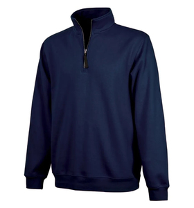 Suéter de hombre, color gris jaspeado, dos bolsillos laterales, sudaderas ajustadas con media cremallera, cuello simulado, parte inferior gruesa, diseño de bordado personalizado - Product Image 3