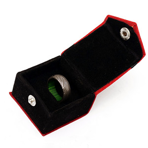 Jexmoo Bague en acier damas personnalisée faite à la main avec boîte à bagues Cadeau parfait pour papa mari petit ami Support OEM pour la personnalisation - Product Image 4