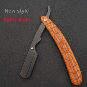 Maquinilla de afeitar de acero inoxidable con mango de madera grabado para hombre, maquinilla de afeitar recta de una sola hoja para Barba - Product Image 5