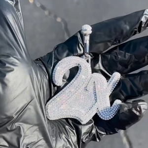 Collier pendentif personnalisé unisexe en argent sterling 925 avec moissanite glacée et diamant, bijoux de fête hip-hop, certifié IGI - Product Image 1