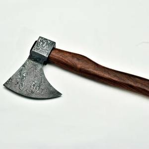 Hoja de acero de Damasco forjada a mano caza Bushcraft hacha vikingo mango de palisandro con bolsa de cuero de vaca para acampar - Product Image 1