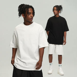 Camisetas con logotipo personalizado, Camiseta ajustada de algodón para hombre, ropa de calle, Camiseta de cuello redondo de gran tamaño Boxy Heavyweight 300Gsm para hombre - Product Image 1