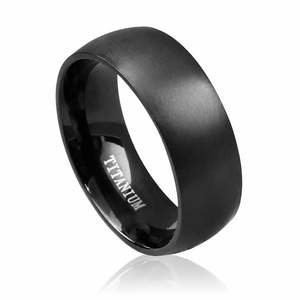 Jeulia <b>Black</b> <b>Titanium</b> Steel Men's Wedding Band <b>Ring</b> - Product Image 2
