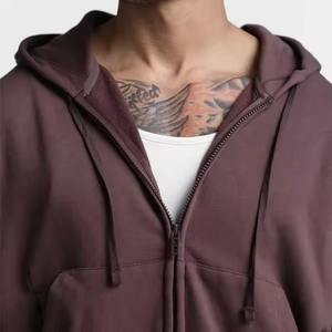 Blank Dropped Shoulder <b>hoodie</b> <b>Men's</b> Box Fitting <b>Burgundy</b> Full Zip Up Hoodies for <b>men</b> wholesale manufacturer custom hoodies - Product Image 3