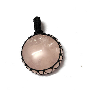 100% Natural Rose Quartz Round Cabochon Thread Wrapped Pendant Gypsy Look Unisex Pendant Christmas Gift Beach <b>Jewellery</b> - Product Image 1
