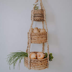 Panier suspendu à 2 niveaux en corde de coton tressée pour fruits, décoration d'intérieur, cadeau, best-seller - Product Image 4