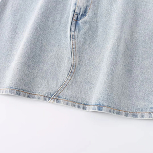 Femmes nouvelle mode tissé Denim Mini robe taille moyenne petit ami Fit bouton décontracté été nouveau Style femmes Shorts - Product Image 5