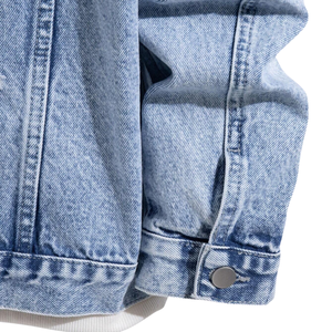 Mens <b>Light</b> Wash Denim Jacket 100 Cotton Button Front Long Sleeve Casual Trucker Regular Fit Streetwear Outerwear Windproof - Product Image 4
