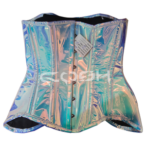 Corset en PVC holographique |   Corset amincissant sous la poitrine avec baleines en acier pour les soirées et les clubs - Product Image 1