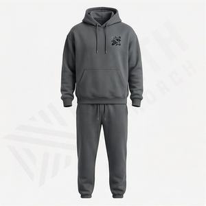 Ensemble de survêtement surdimensionné personnalisé, pull à capuche et pantalon de jogging, coupe ajustée, confortable, pour hommes, ensemble deux pièces, tenue d'entraînement sportive - Product Image 1