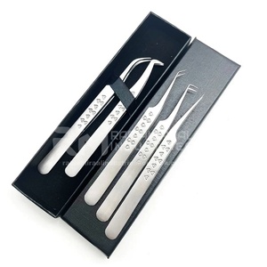 Venta al por mayor de productos de alta calidad, pinzas de extensión de pestañas, diseño de corazón, pinzas de pulido de plata y caja de tarjeta negra, pinzas de embalaje - Product Image 6