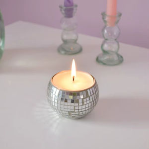 Portavelas de Mosaico con Rosas, Elegante Portavelas de Vidrio Transparente con Mosaico de Rosas, Decoración para Fiestas - Product Image 1