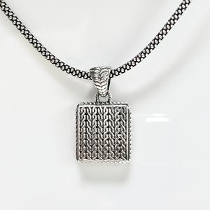 Colgante cuadrado de Plata de Ley 925 de alta calidad con cadena de palomitas de maíz, joyería de moda Unisex - Product Image 1