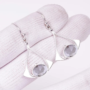 Nuevo diseño, pendientes de piedras preciosas de alta calidad, Topacio blanco, Plata de Ley 925, pendiente delicado hecho a mano, regalo para ella, venta al por mayor - Product Image 3