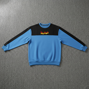 Sweat-shirt pour homme sur mesure, coupe ample, streetwear, panneaux cousus en blocs de couleur, épaules tombantes, logo brodé personnalisé - Product Image 1