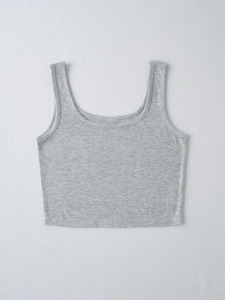 Camiseta sin mangas tejida de verano para mujer, color sólido, transpirable, ecológico, informal, de talla grande, venta al por mayor - Product Image 2