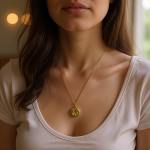 Collar con colgante del zodiaco en acero inoxidable chapado en oro para mujer, diseño clásico de 1.5 cm. - Product Image 2