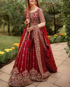Dernières superbes perles Dabka embellies pierre Zardozi broderie travail sur mariée Lehenga Choli avec Style Dupatta robe = 2025 - Product Image 1