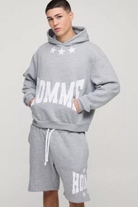 ชุดวอร์มสั้นแบบสวมหัวมีฮู้ดของผู้ชายโอเวอร์ไซส์ - Product Image 2