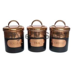Brown Printed Canister Set for Kitchen Storage Food <b>Container</b> for <b>Tea</b> <b>Coffee</b> <b>Sugar</b> Organization - Product Image 1