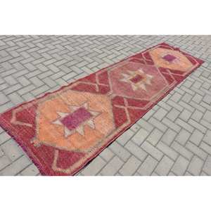 พรมถักสไตล์วินเทจสไตล์ตุรกีดีไซน์งานเย็บปะสีส้มแดงวัสดุขนแกะ27x97ft มีแผ่นยางรองสำหรับวัยรุ่น - Product Image 2