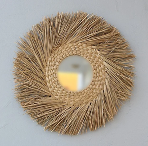 Espejo de algas marinas y decoración de pared, espejo bohemio Natural tejido a mano para sala de estar, dormitorio o diseño costero para el hogar - Product Image 1