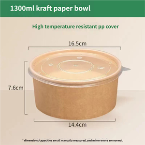 Benutzer definierte Druckpapier Lunch <span class=keywords><strong>Bowl</strong></span> Einweg 24 Unzen Suppen schalen Lebensmittel Kraft papier Salats ch üsseln mit Deckel - Product Image 4