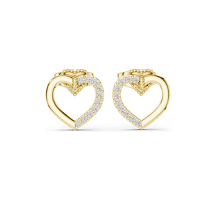 Boucles d'oreilles en diamant de laboratoire de 0,12 carat en forme de cœur, clarté VVS-VS EF, or 18 carats, 14 carats, 10 carats et argent 925, rose, jaune, blanc - Product Image 1