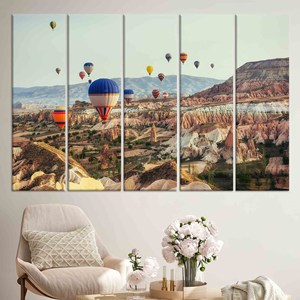 Impresión en lienzo de Cappadocia Air Balloon: arte de pared con paisaje vibrante, JUEGO DE 5 LIEÑOS - Product Image 1