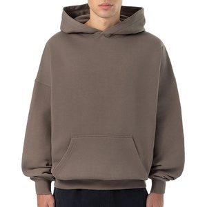 Sudadera con capucha recortada de algodón 100% para hombre de alta calidad, ajuste cuadrado grueso y de gran tamaño bordado, diseño Unisex con capucha, talla XL - Product Image 1
